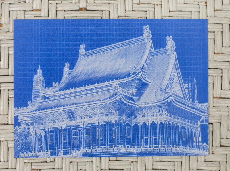 蓝晒台湾建筑系列 - 中正纪念堂2(两厅院) - 卡片/明信片 - 纸 