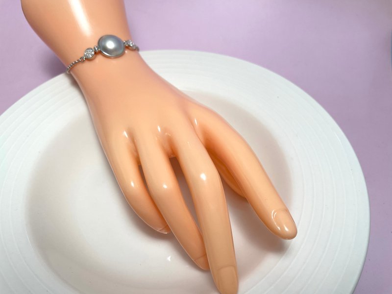 马贝珍珠 古典装饰艺术风格 纯银 手链 - 手链/手环 - 珍珠 银色