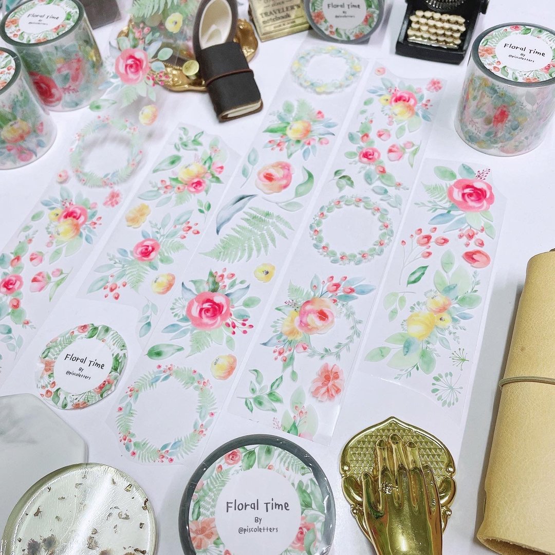 Floral Time PET 胶带 - 纸胶带 - 塑料 