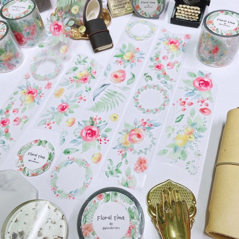 Floral Time PET 胶带 - 纸胶带 - 塑料 