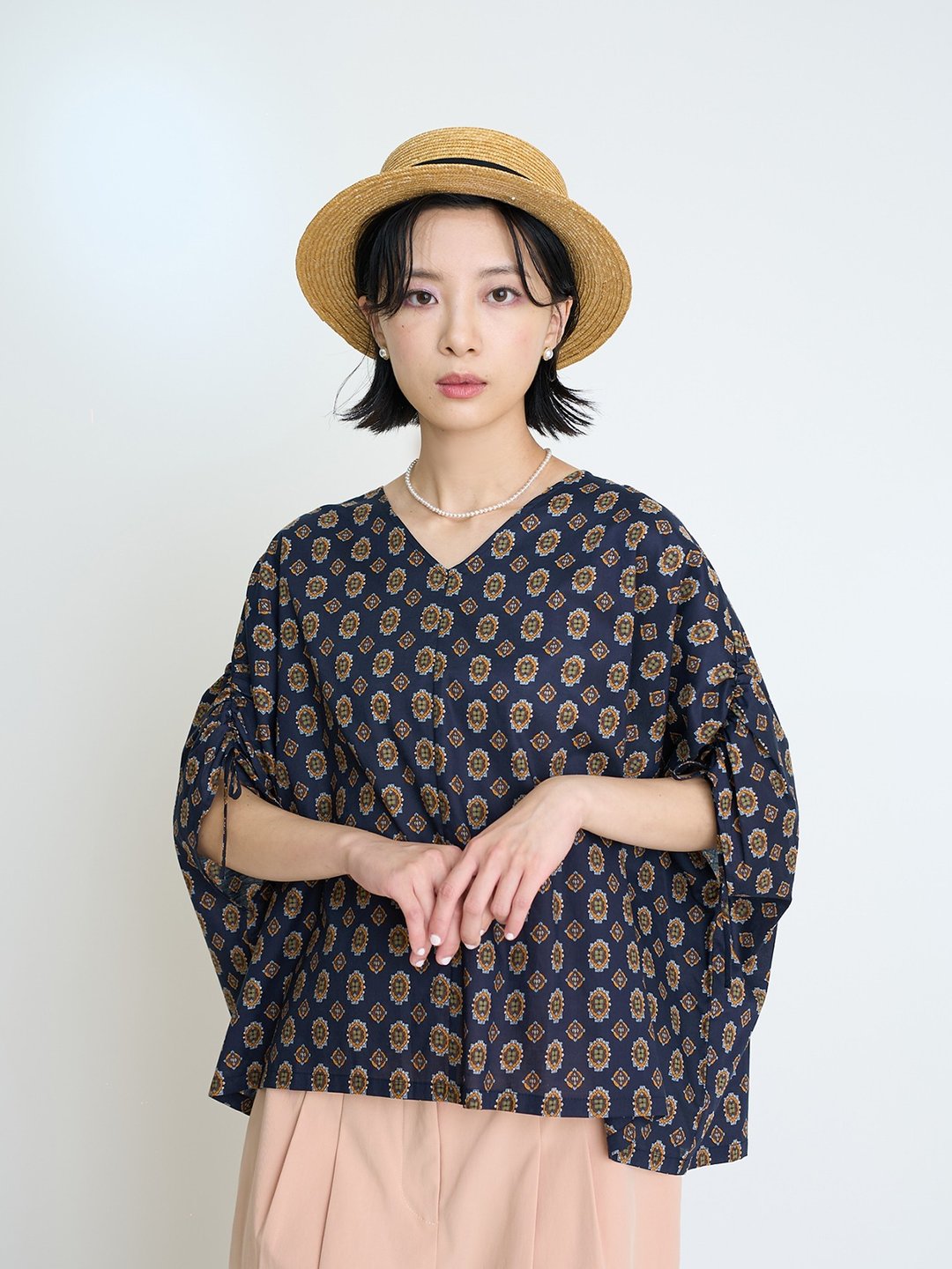 秘藏珍宝绑带罩衫-灵芝 - 女装 T 恤 - 其他人造纤维 蓝色