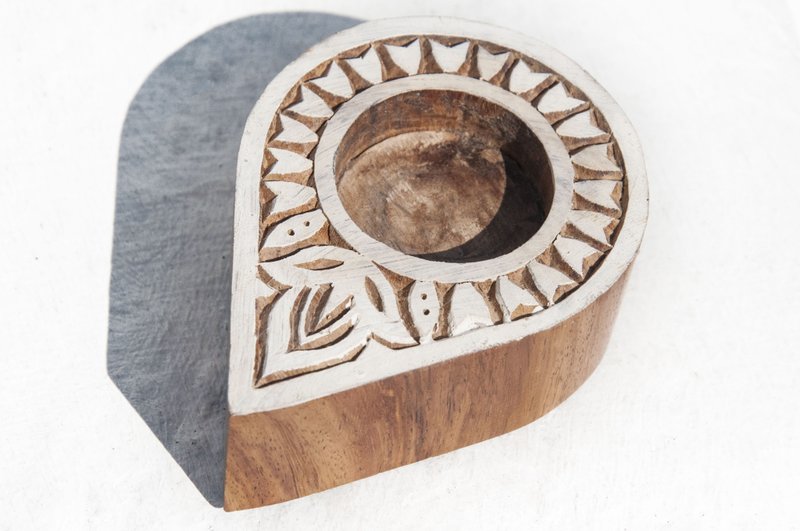 印度木质烛台/木刻印烛台/木刻印印章烛台-雨季婚礼 宫殿里的水滴 - 蜡烛/烛台 - 木头 多色