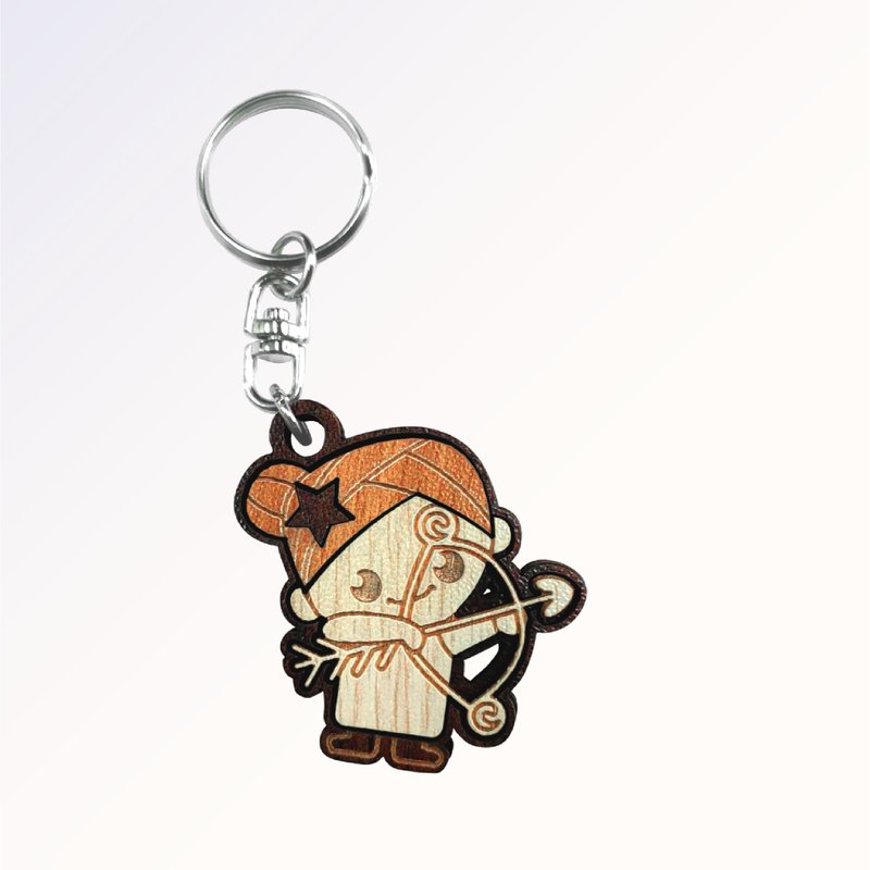 【教师节礼物】星座Q版造型钥匙圈-射手座 - 吊饰 - 木头 咖啡色
