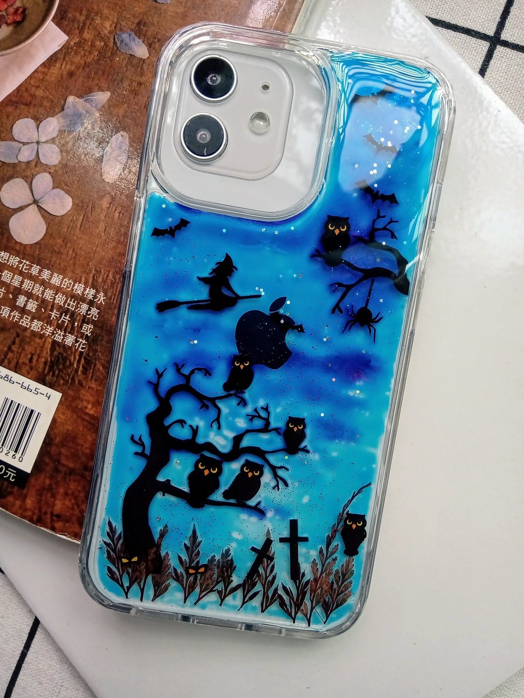 手作押花手机保护壳 | iPhone 13 Pro适用 | 万圣节 - 手机壳/手机套 - 塑料 蓝色