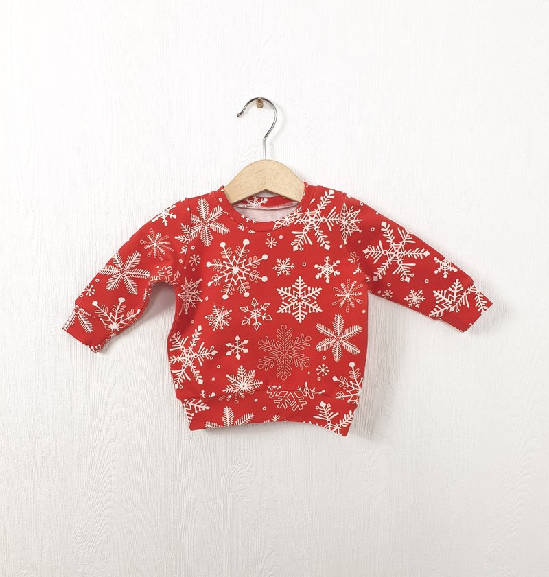 Christmas red baby sweatshirt,Xmas baby boy sweatshirt,Xmas baby girl sweatshirt - 童装上衣 - 棉．麻 多色