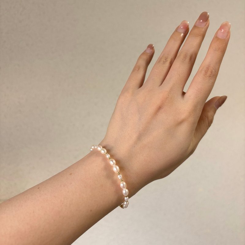 淡水珍珠 14KGF 手链 皮光好 - 手链/手环 - 珍珠 白色