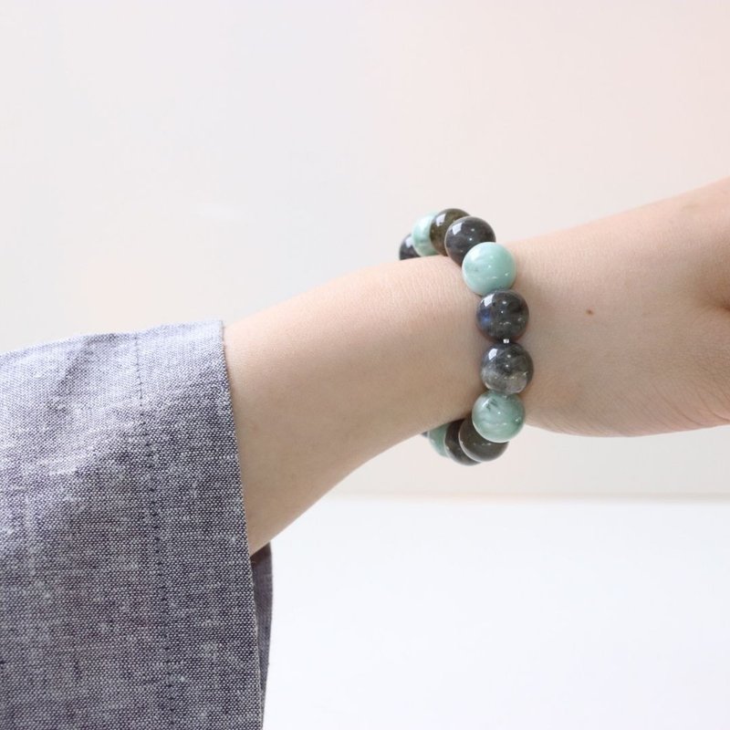 B064七轮调和手串/拉长石/绿天使/天然晶石/能量石/原生态 - 手链/手环 - 水晶 多色