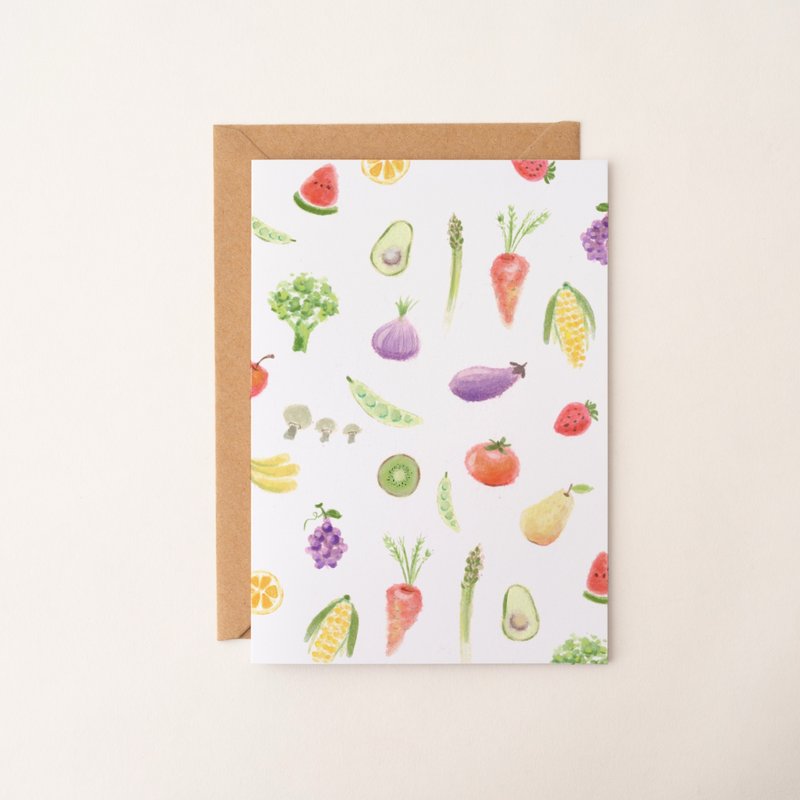 水彩蔬果手绘卡片 万用卡 生日卡片 感谢卡 艺术卡 彩色贺卡 可爱 - 卡片/明信片 - 纸 多色