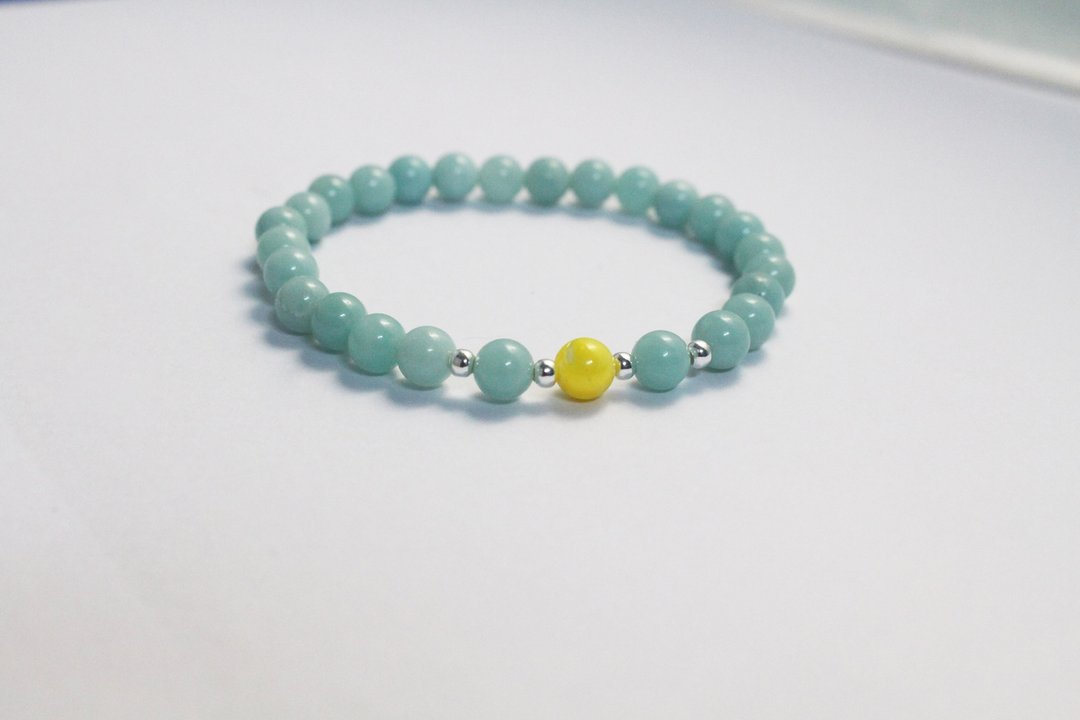 108 perles  蒂芙尼的青春/ 天河石手链 6MM - 金工/饰品 - 宝石 黄色