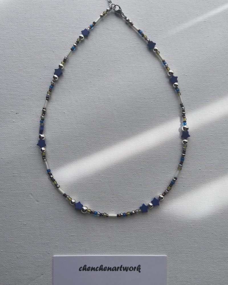 星星 星空 星海 Y2K 星星项链 串珠项链 - 项链 - 其他材质 蓝色