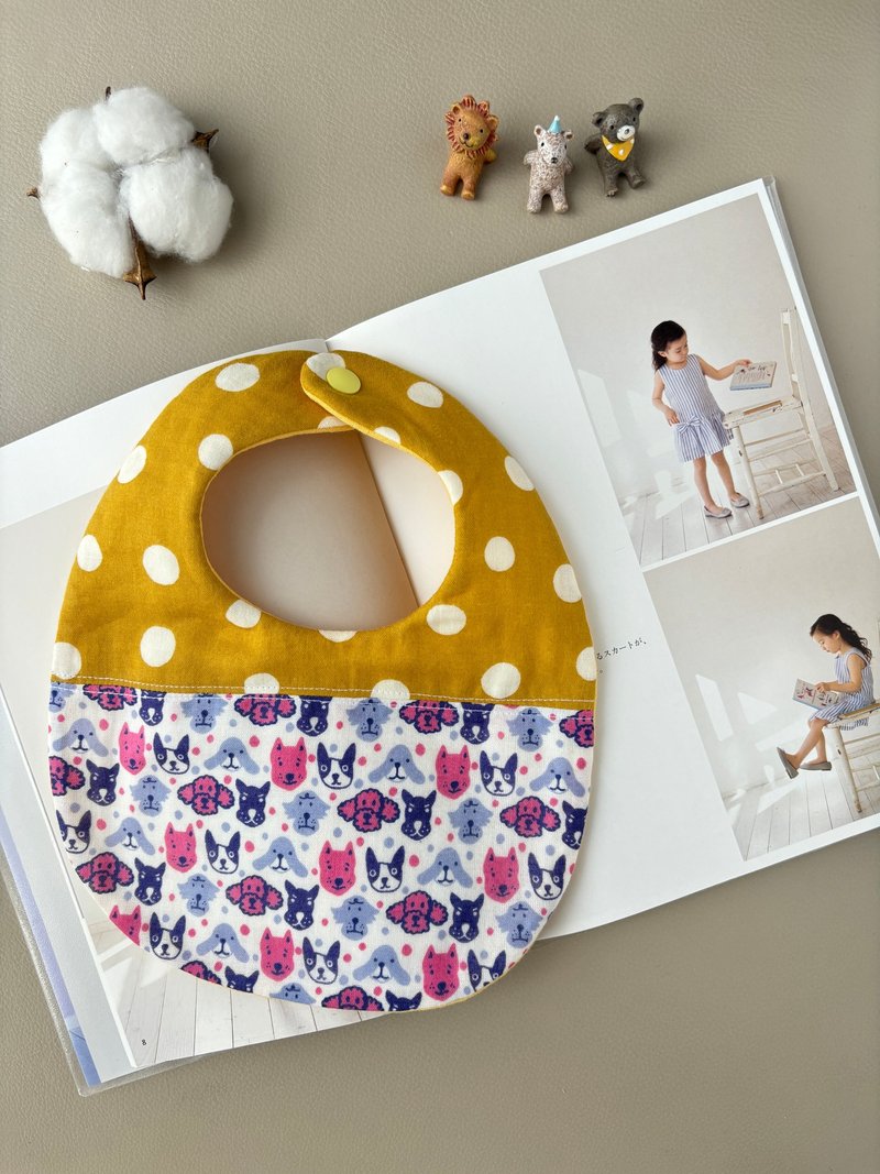 围兜兜 新生儿礼 弥月礼  口水巾 水玉点点紫色斗牛犬 - 满月礼盒 - 棉．麻 紫色