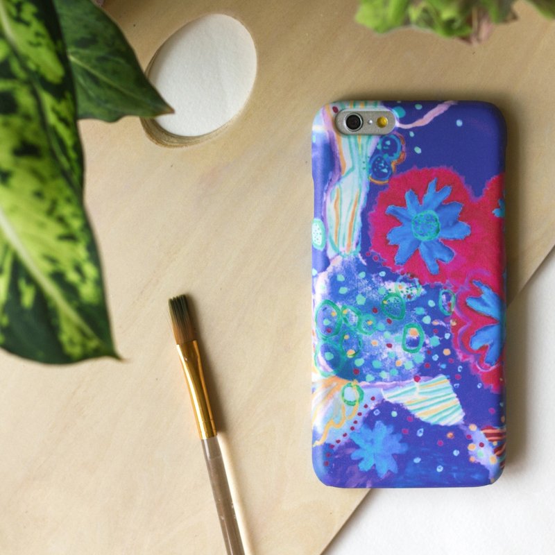 花的细胞诞生记录(蓝紫色). 磨砂硬壳(HTC, Samsung,Sony, LG,iPhone) - 手机壳/手机套 - 塑料 蓝色