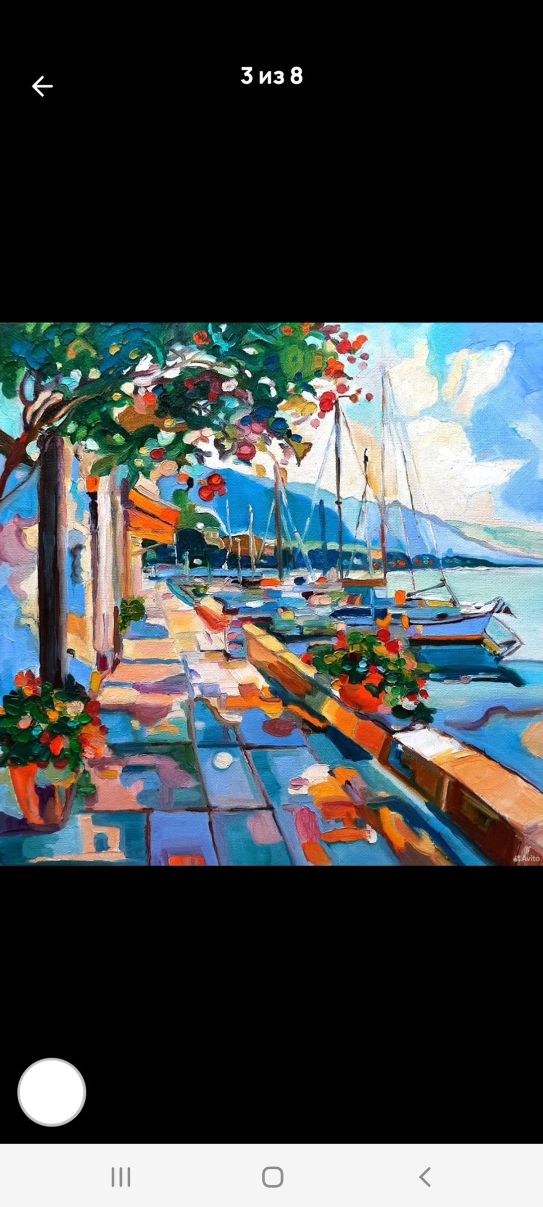 帆船艺术画作 原创艺术 油画 画布油画 30x30 厘米 - 墙贴/壁贴 - 其他材质 蓝色