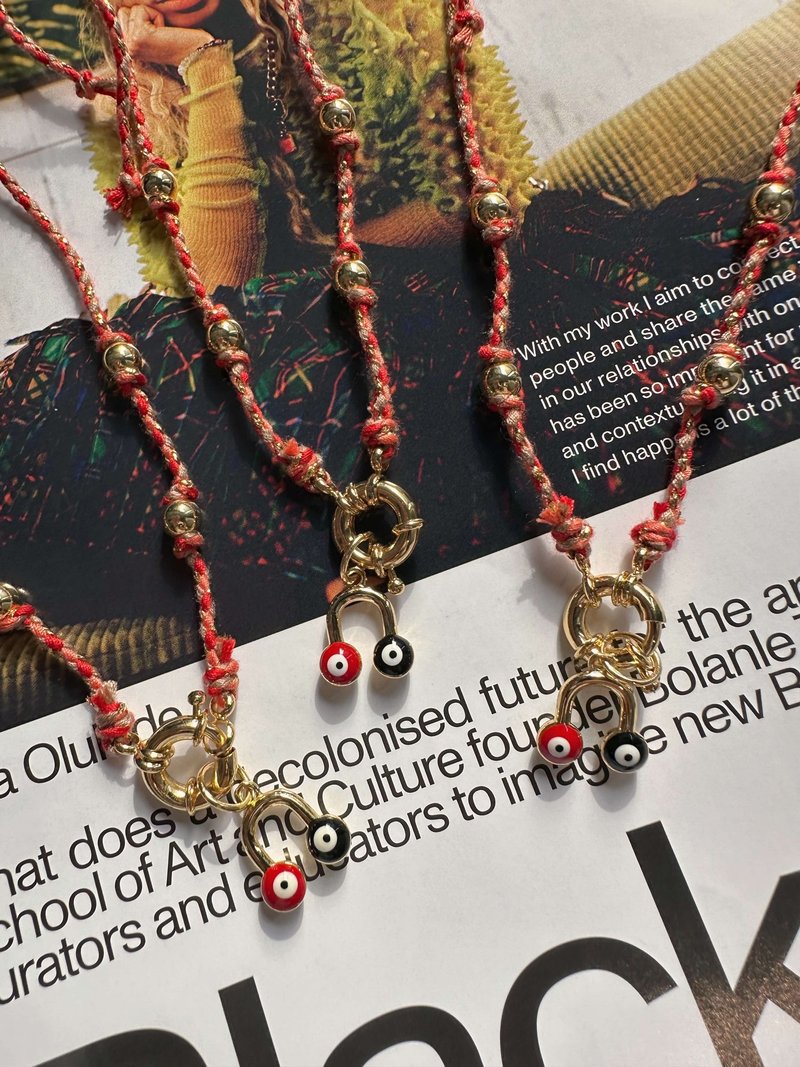 【热卖】棉绳 复古 民族 魔鬼之眼 颈链| 欧美风街头混搭 - 项链 - 其他材质 红色