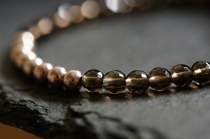 4mm切面茶晶银手链 ( Faceted Smoky Quartz Silver Bracelet ) - 手链/手环 - 宝石 咖啡色