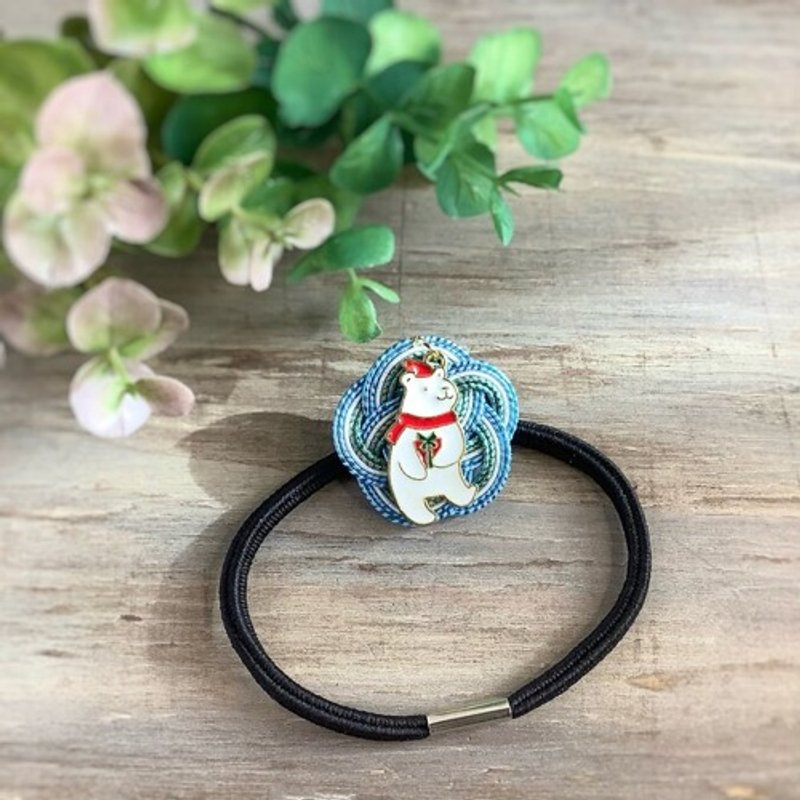 水引发带【圣诞老人熊】蓝圣诞北极熊 - 发饰 - 其他材质 蓝色