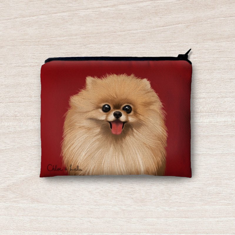 经典汪喵零钱包 - 棕色博美 - 零钱包 - 聚酯纤维 红色