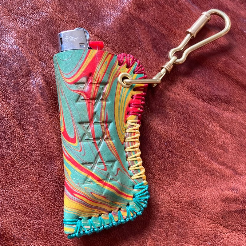 -Rasta- 黄铜 Bic 打火机套，附登山扣 - 其他 - 真皮 红色