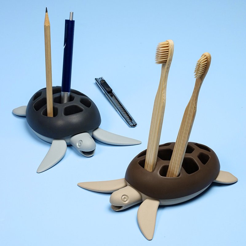 QUALY 拯救海龟-牙刷架 - 卫浴用品 - 塑料 卡其色