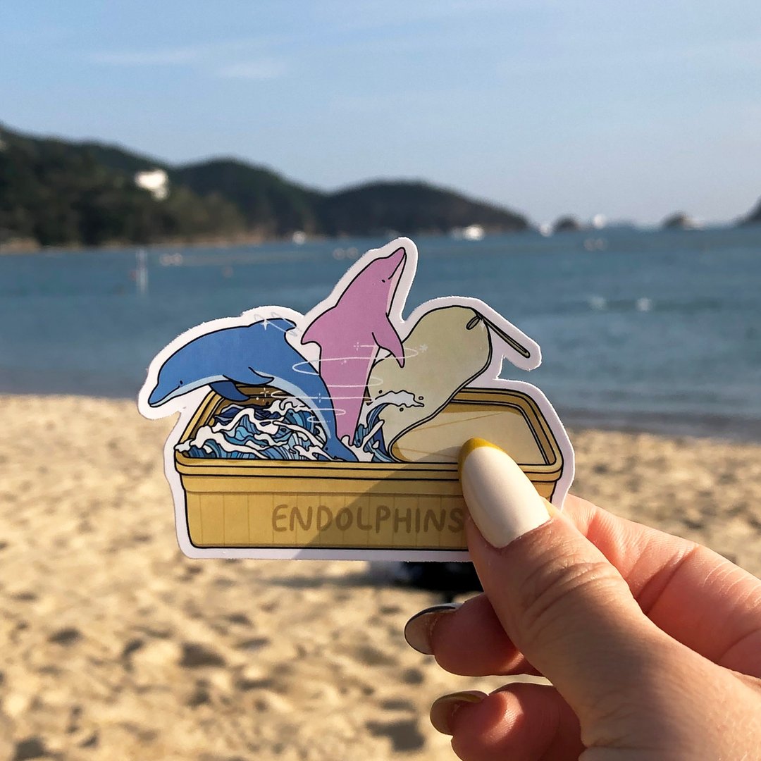 海豚安多酚罐头贴纸 - 贴纸 - 纸 