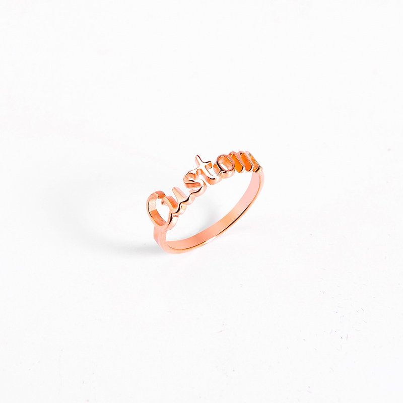 客制化字母戒指/英文名字銀戒/情侶對戒訂製/鍍玫瑰金-男女適用 - 对戒 - 其他材质 银色