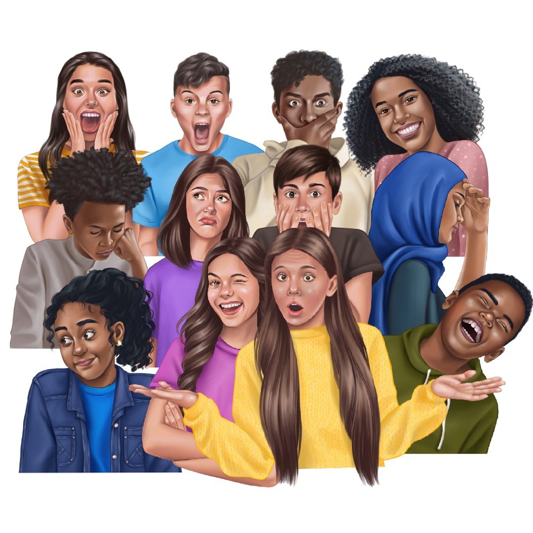 Teen Emotions - 电子手绘真人画像/绘画/插画 - 其他材质 