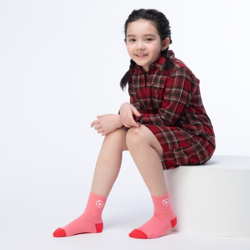 敏感肌ok Coolmax亲子袜 火鹤粉 吸湿排汗 抑菌除臭 袜子 台湾制 - 袜子 - 其他人造纤维 粉红色