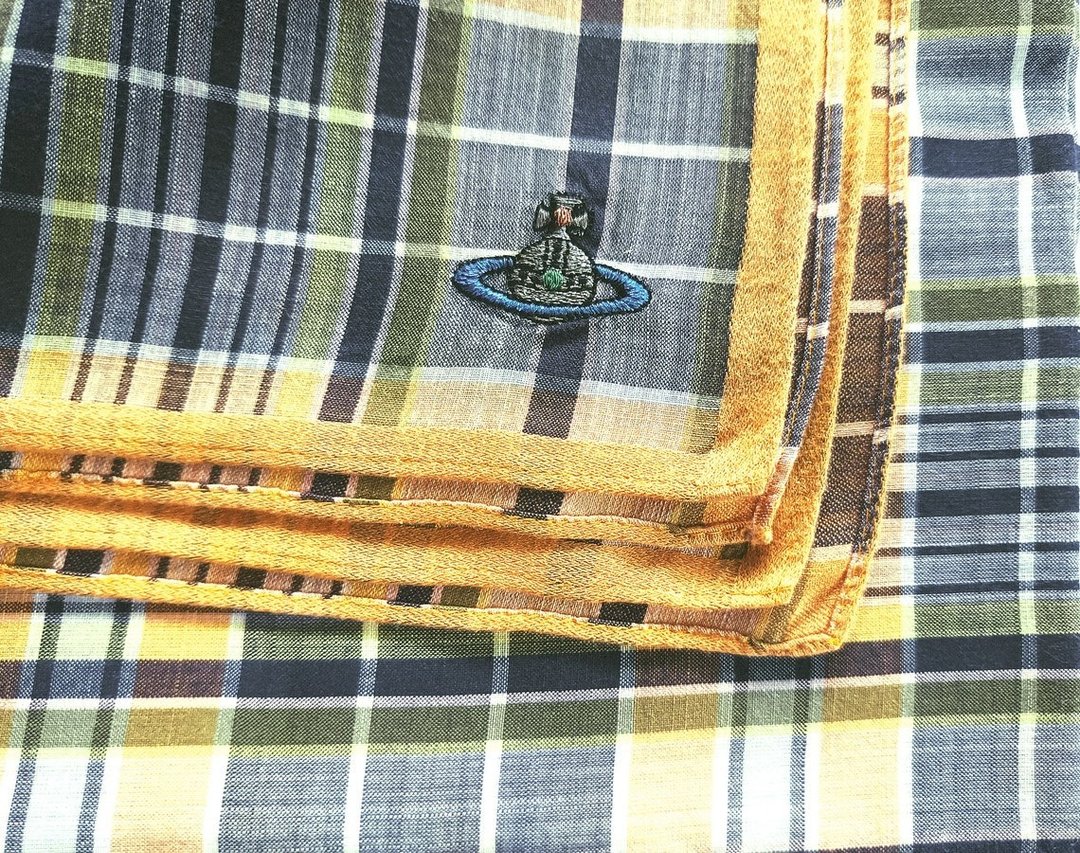Vivienne Westwood 古董手帕 格纹口袋巾 礼物 20 x 19.5 英寸 - 手帕/方巾 - 棉 橘色