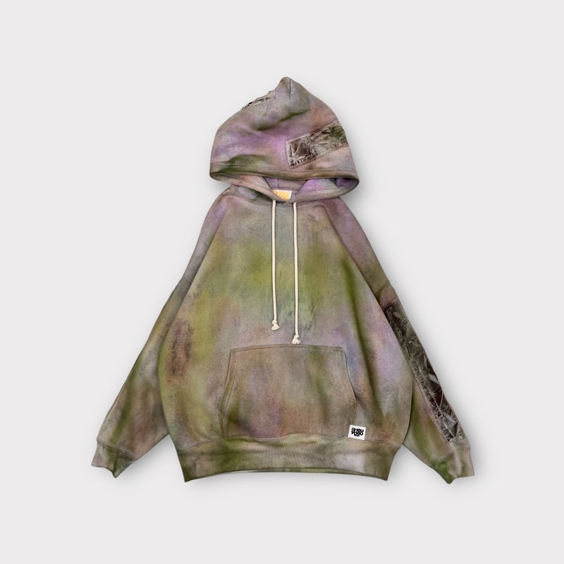 咻咻手绘内刷毛宽版落肩帽T - 中性连帽卫衣/T 恤 - 聚酯纤维 多色