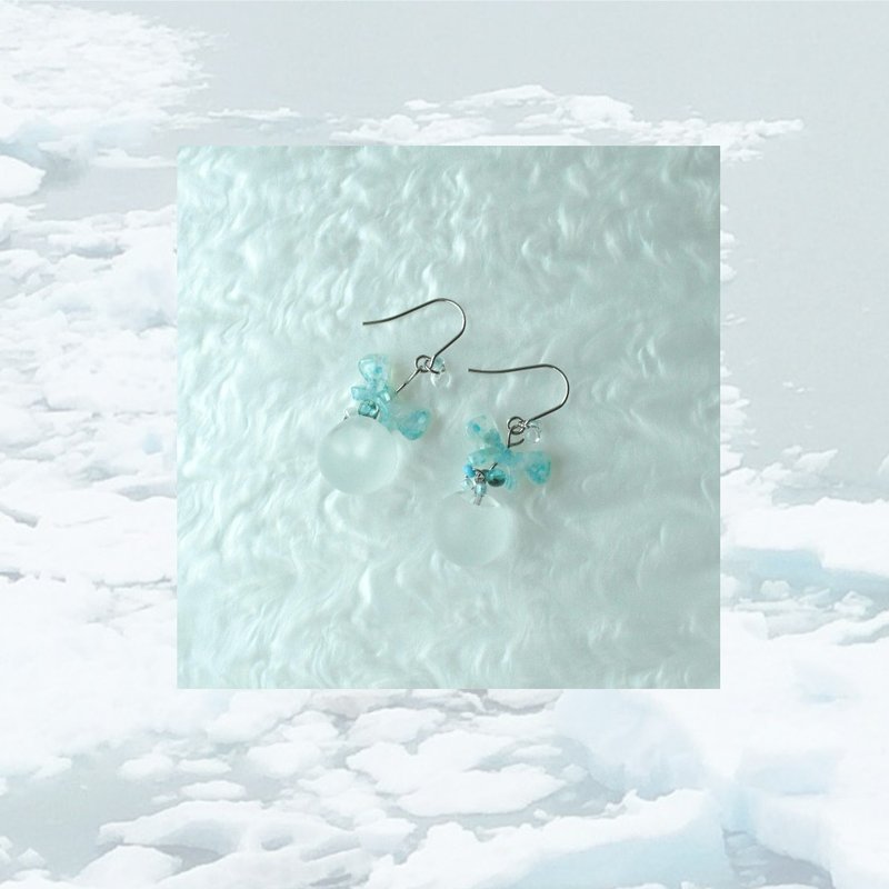 冷冻系精灵的小水球 (耳针/耳勾/耳夹) - 耳环/耳夹 - 植物．花 蓝色
