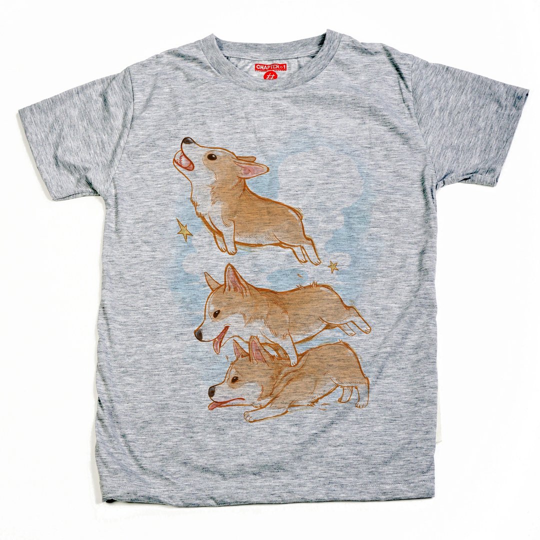 Corgi jumper unisex male female Chapter One T-shirt - 男装上衣/T 恤 - 棉 白色