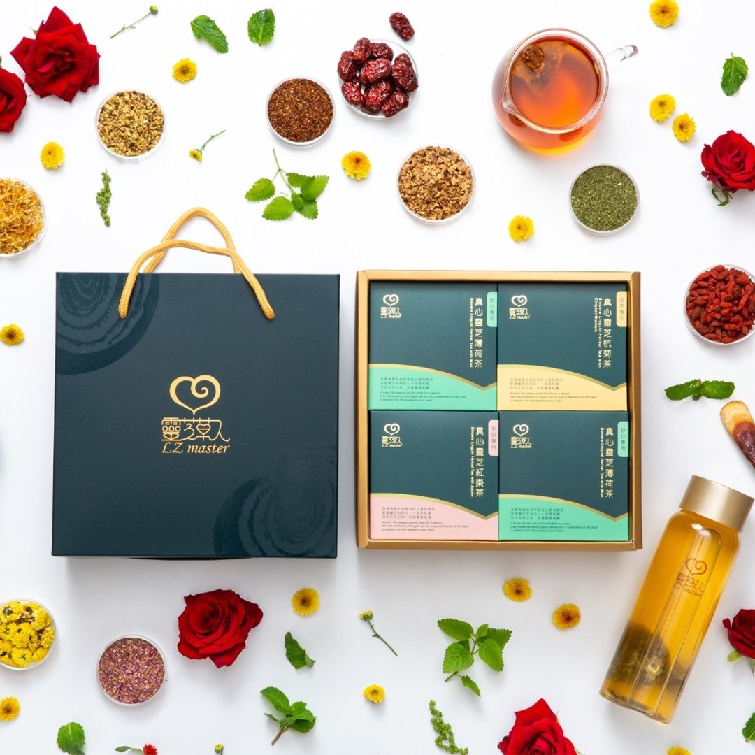 真心灵芝茶礼盒 - 茶 - 纸 绿色