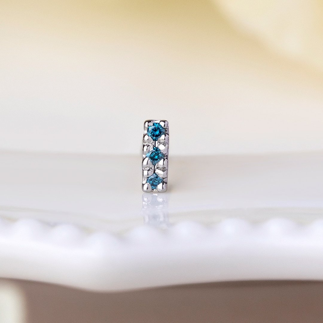 【Solo Earring】 【Second Earrings】 铂金蓝钻单边耳环 - 耳环/耳夹 - 贵金属 