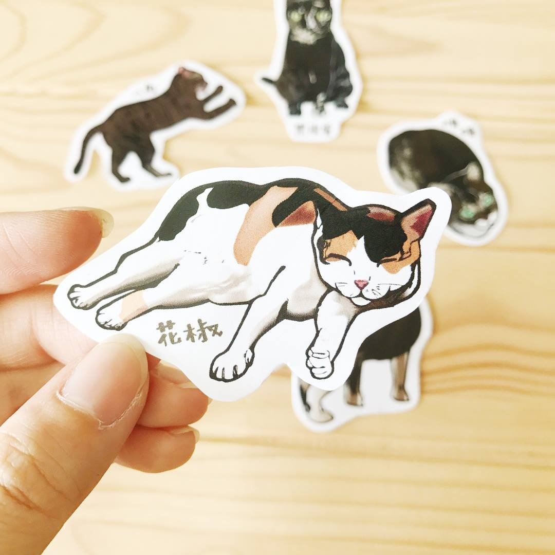 【慈善商品】浪猫的生活-防水贴纸组 (5张) - 贴纸 - 纸 多色