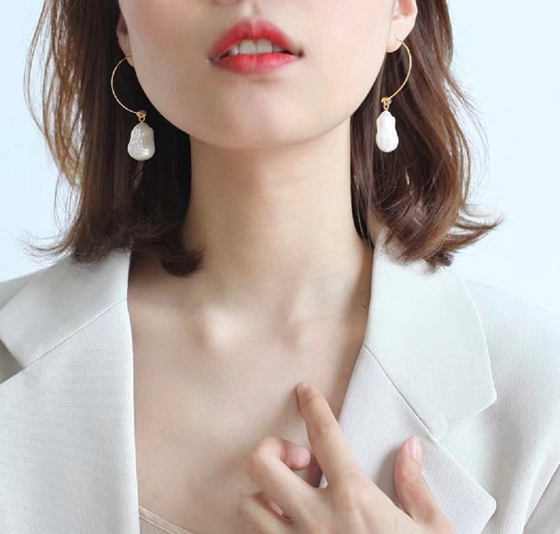 ENDRO ACC 恋语巴洛克珍珠耳环 - 耳环/耳夹 - 珍珠 白色