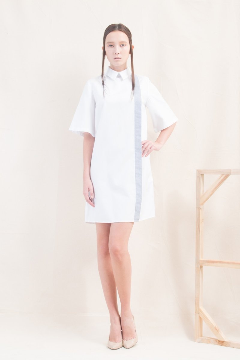 MINIMALIST WHITE DRESS - 洋装/连衣裙 - 棉 白色