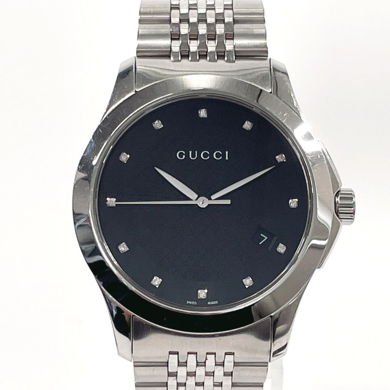 【日本直送 二手美品】GUCCI 手表 126.4 G-Timeless 12颗钻石 不锈钢 银色 石英 - 女表 - 不锈钢 银色