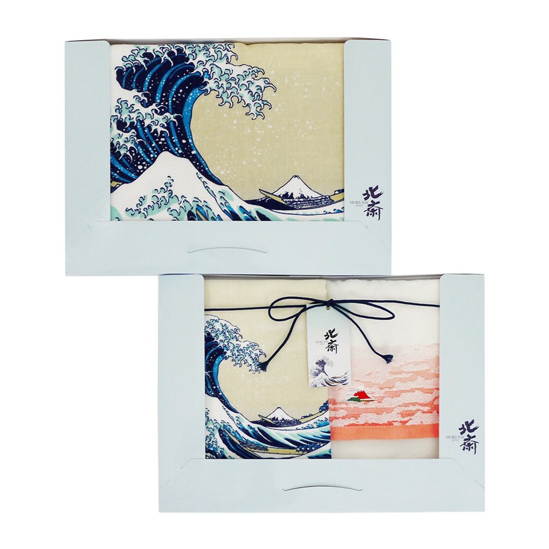 日本丸真│北斋洗毛浴三件组礼盒 - 毛巾浴巾 - 棉．麻 多色