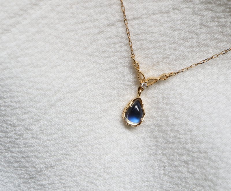 复古月光石钻石项链 - 项链 - 半宝石 金色