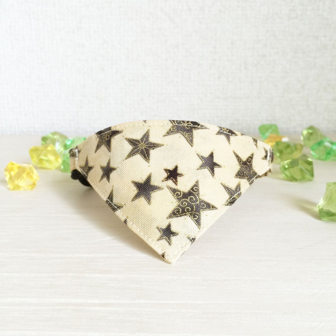 Glitter Star Pattern Cat Bandana Collar Safety Buckle Safety Collar - 项圈/牵绳 - 棉 橘色