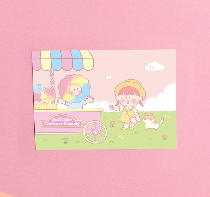 Kyraillust 插画明信片 Postcard - 棉花糖日子 - 卡片/明信片 - 纸 粉红色