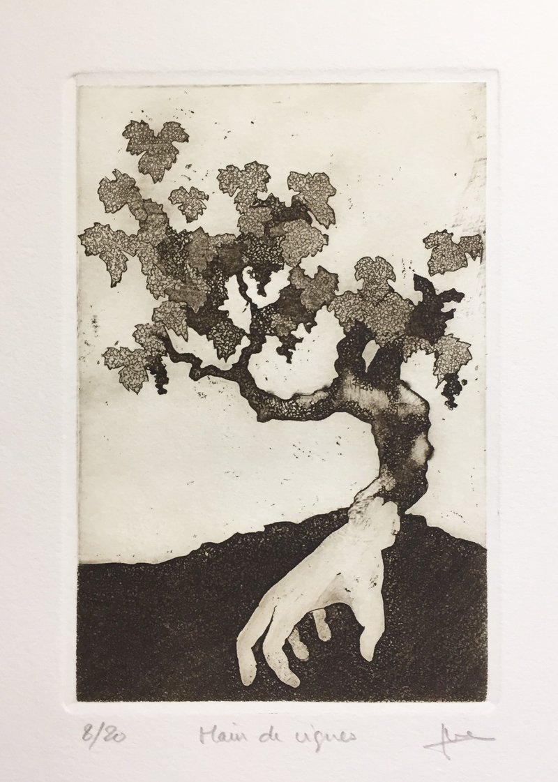 原作版画-葡萄藤的手 - 葛尹风 Ivan GROS - 海报/装饰画/版画 - 纸 黑色