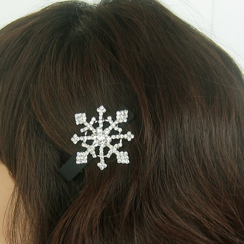 Snowflake hair clips, snow flakes, winter hair accessories - 发饰 - 其他材质 白色