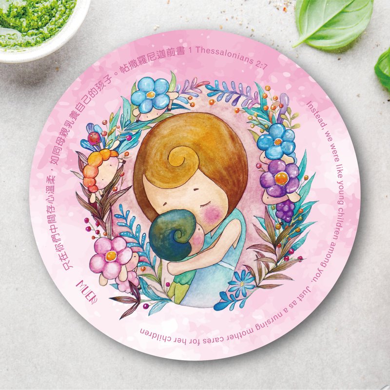 温柔的心-圆形吸水杯垫 - 杯垫 - 陶 粉红色