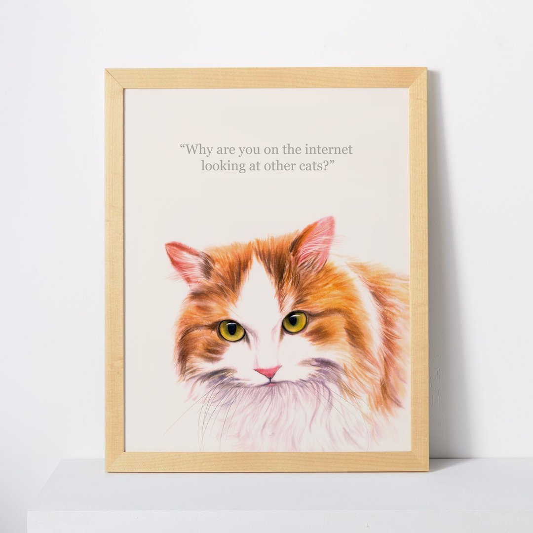猫思猫言喵语11x14英寸装饰画 给猫咪猫奴的礼物 波斯猫 - 海报/装饰画/版画 - 纸 多色