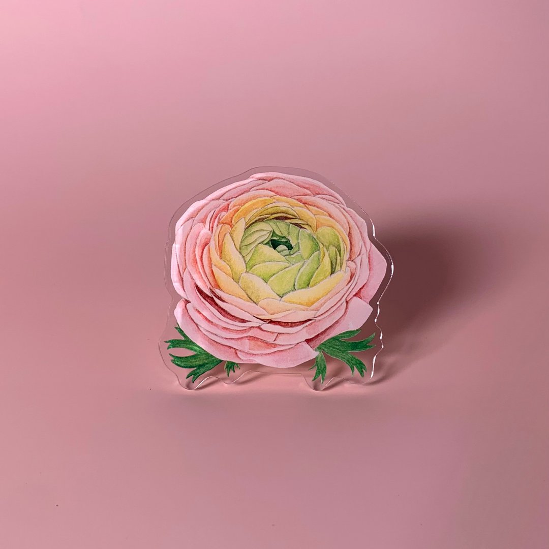 flower griptok / phonegrip / popsockets - Ranunculus - 手机配件 - 压克力 粉红色