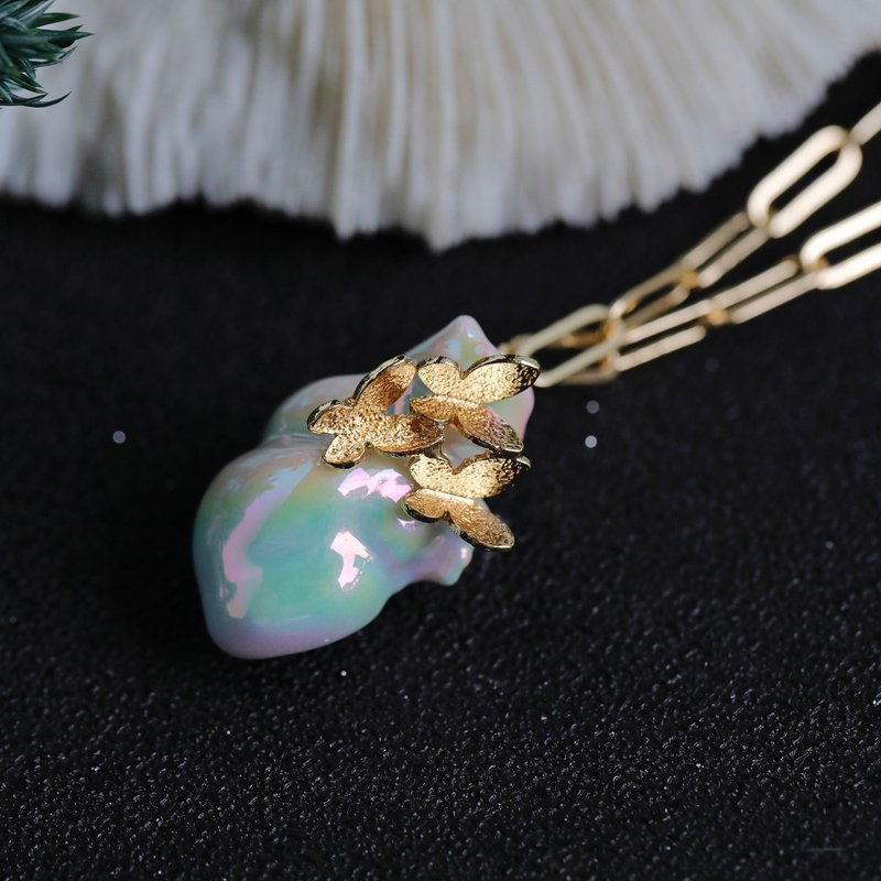 【我的心】独特巴洛克珍珠陶瓷心脏炫彩项链锁骨链 - 项链 - 瓷 多色