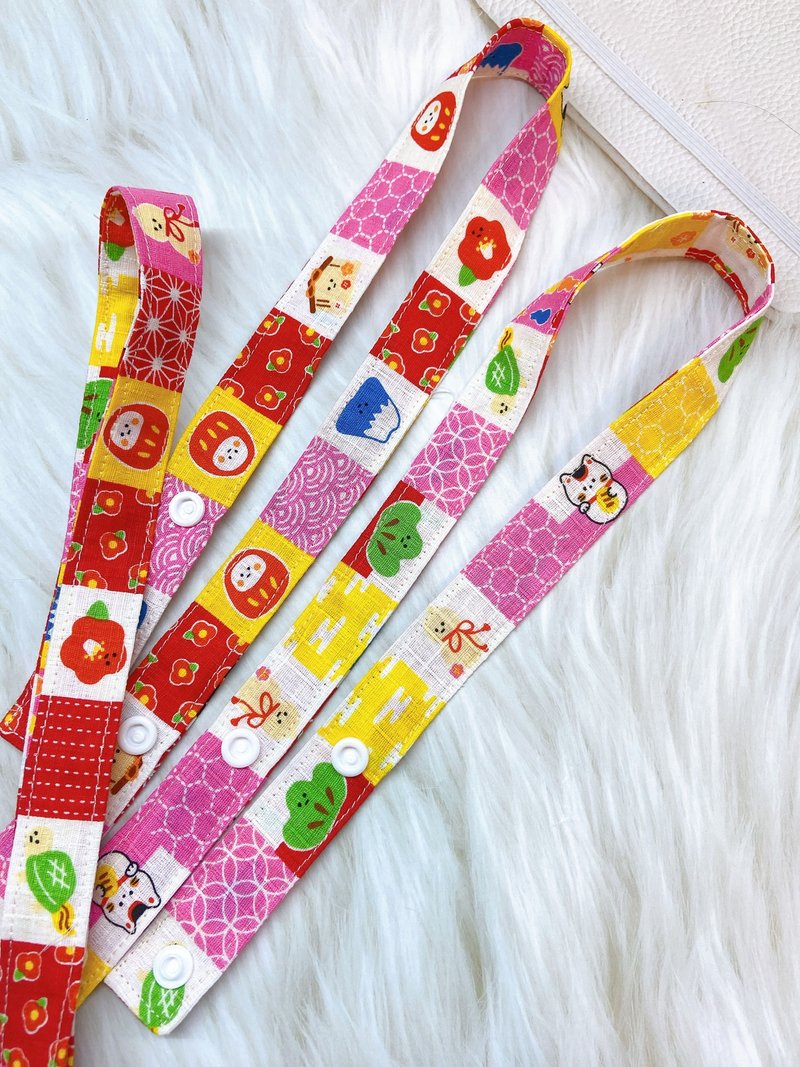 PJ手作【格格福神】 防疫儿童口罩挂绳 - 口罩 - 棉．麻 红色