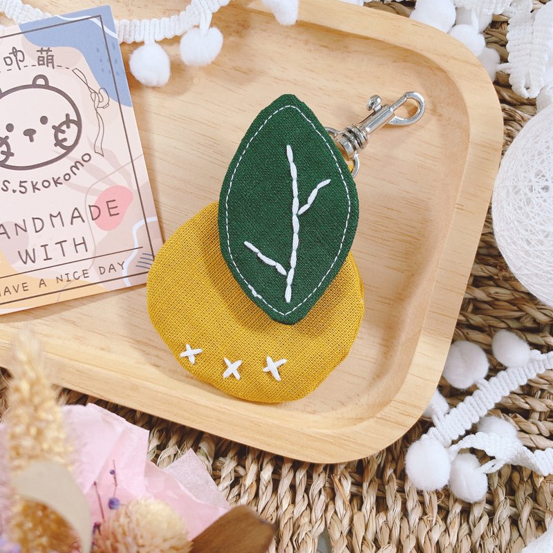 迷你橘*造型门禁卡套/AirTag - 钥匙链/钥匙包 - 棉．麻 橘色