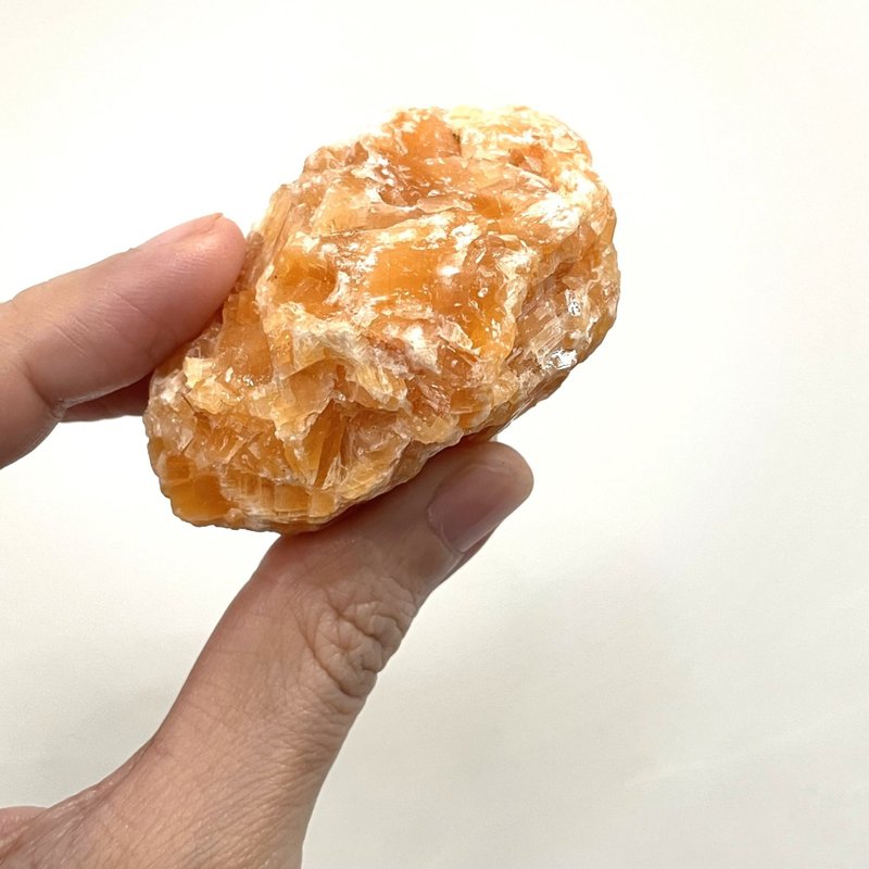 天然墨西哥原矿橙方解石原石 I 摆设 I 风水 I 装饰 - 摆饰 - 石头 橘色